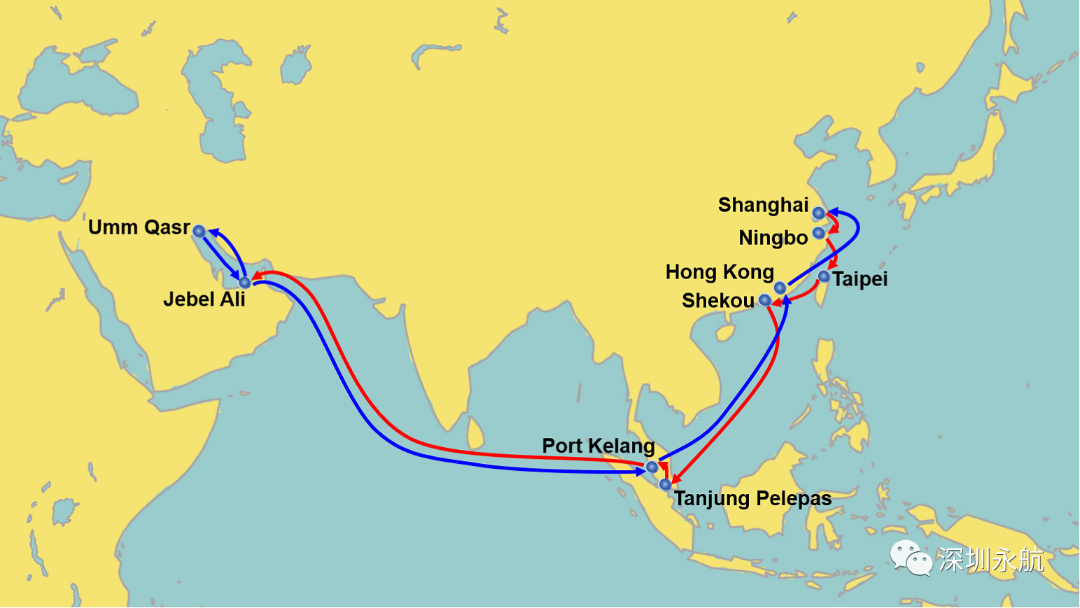 长荣海运航线图片