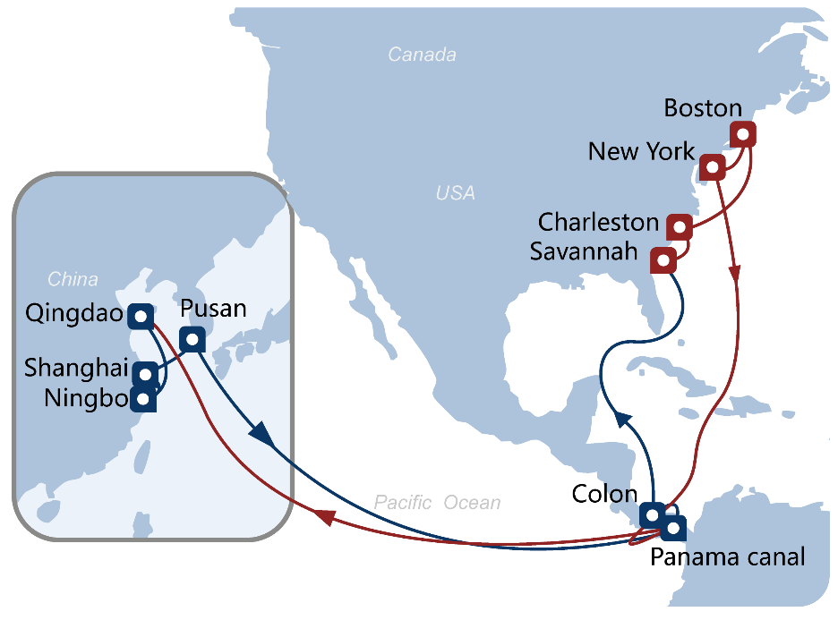 巴拿马是中远海运集运区域枢纽所在,4条远洋干线和3条区域航线构建起